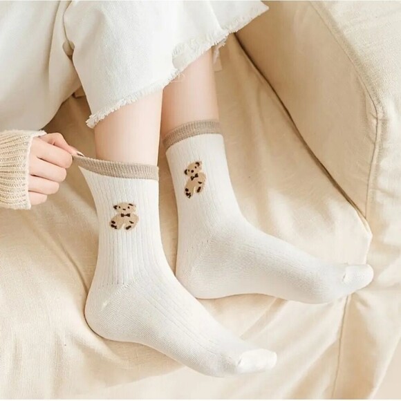 Ribbed teddybear Socks neutral Brown hosiery Adademic 6 pack - Picture 4 of 9